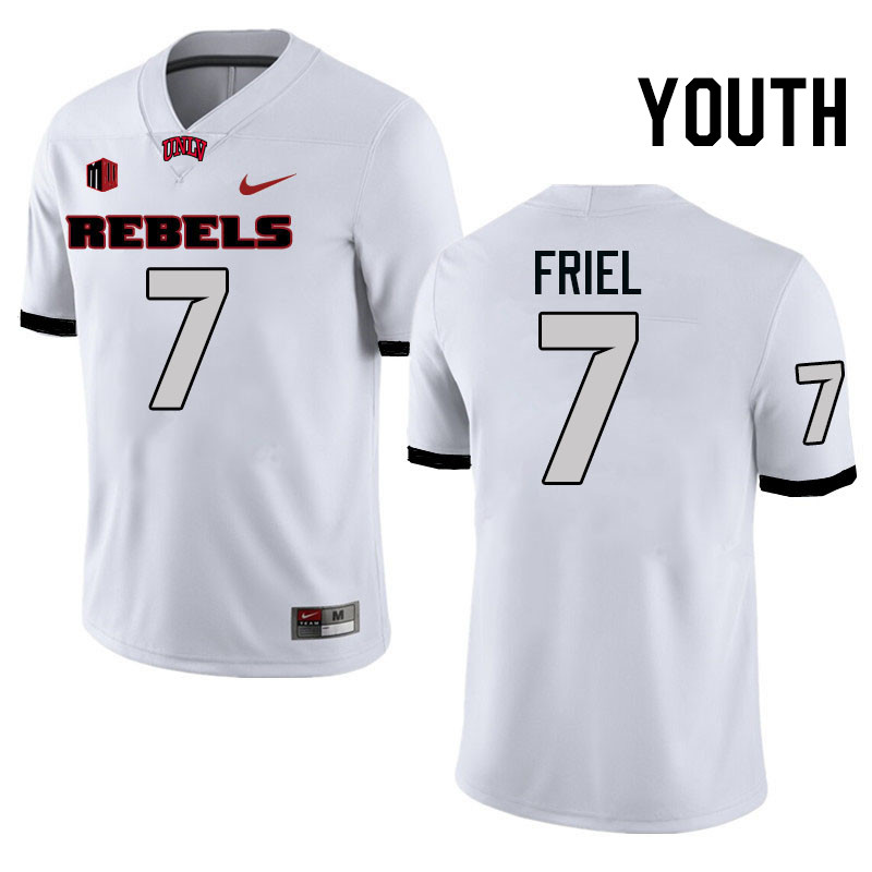 Youth #7 Cameron Friel UNLV Rebels College Football Jerseys Stitched-White